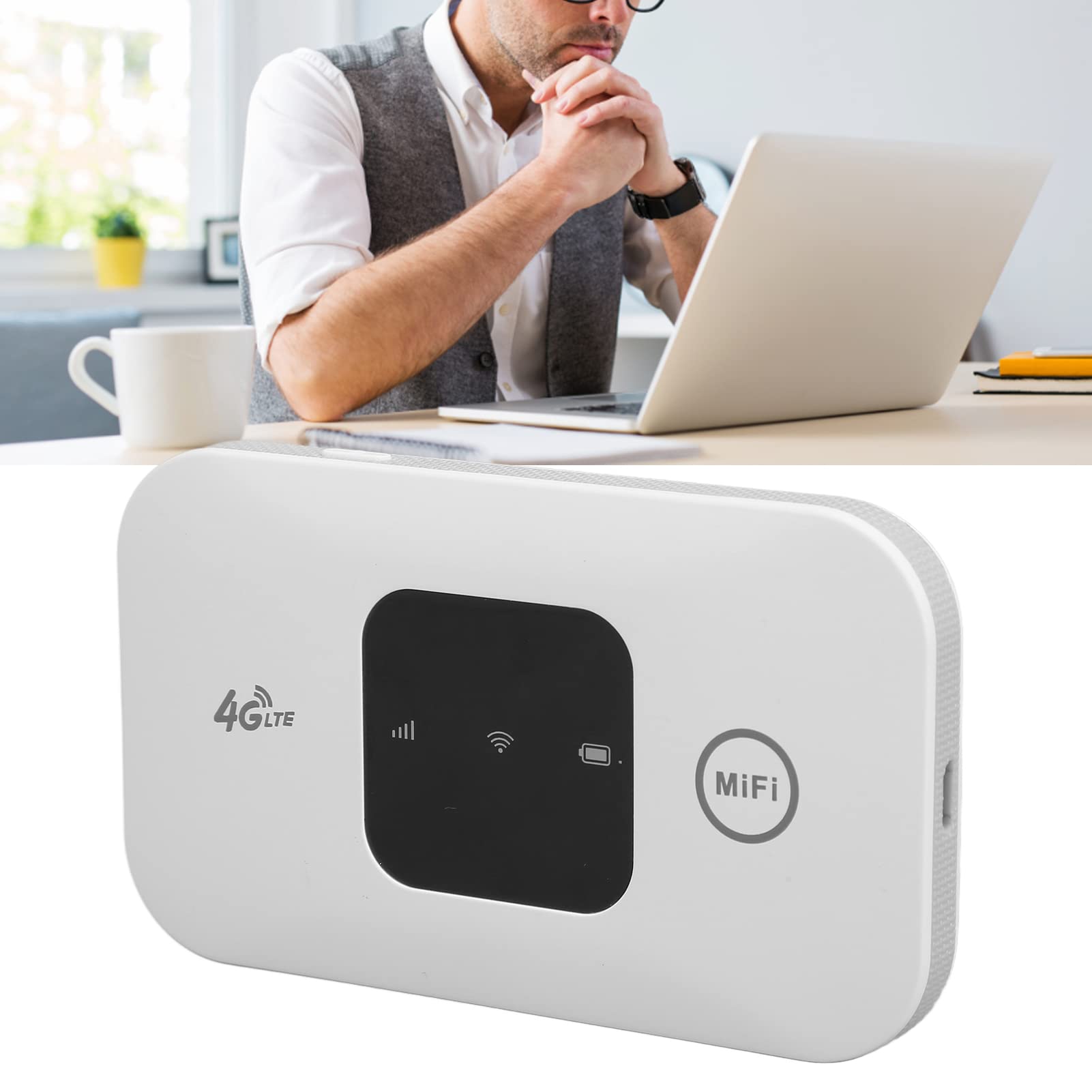 Zerone - WiFi Portátil de Alta Velocidad Portátil Pequeño 4G WiFi Móvil Hotspot Router para Teléfono Laptop Desktop Tablet White