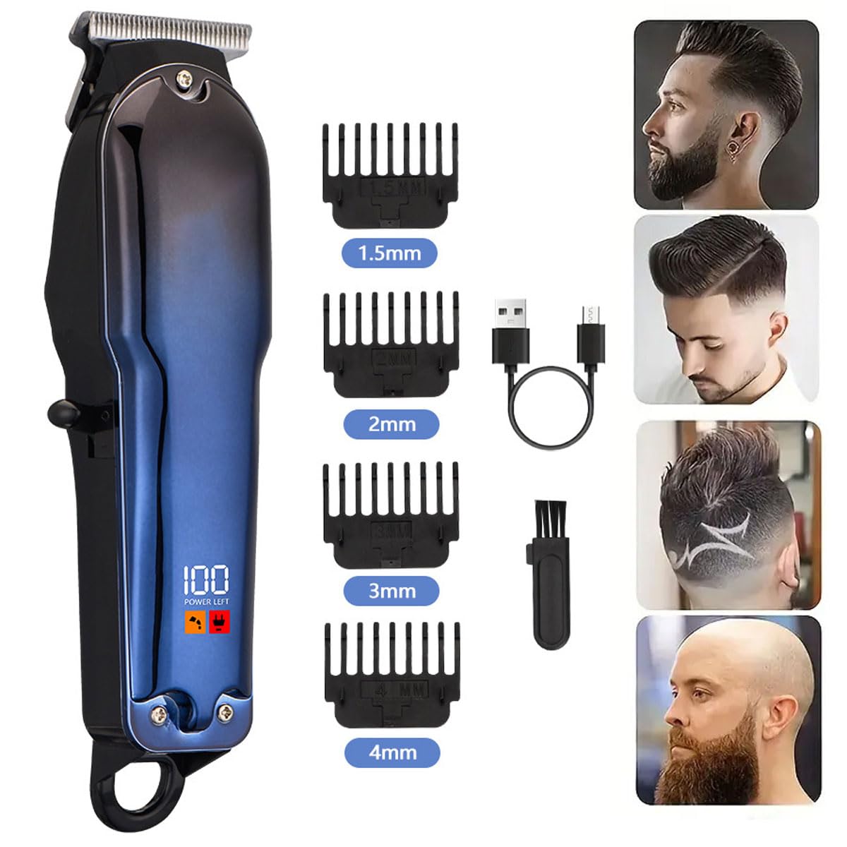 HPLRZXI Afeitadora eléctrica 4D recargable, afeitadora eléctrica para hombre en seco húmedo IPX7 impermeable con patillas.