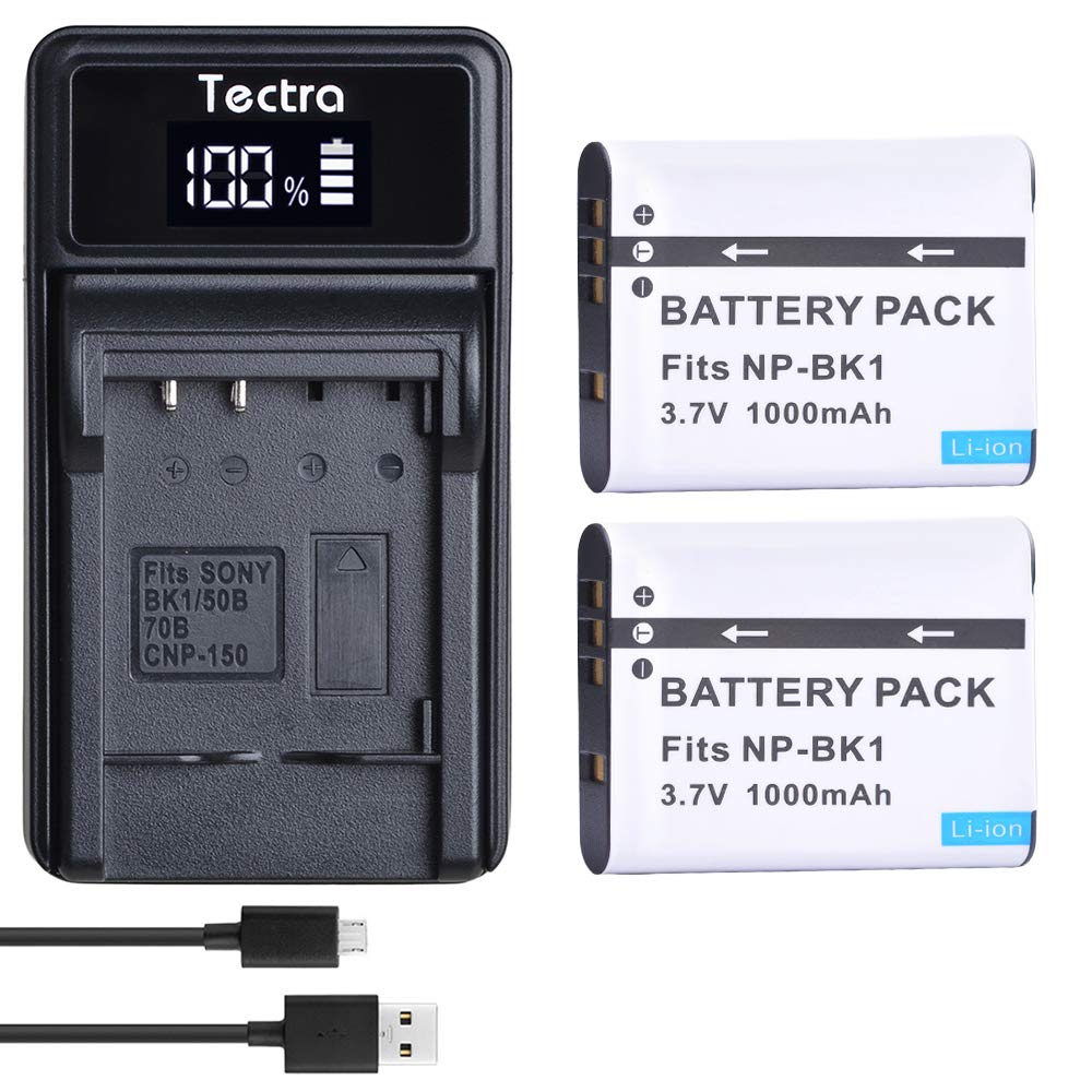 Paquete de Baterías y Cargador USB LED Tectra NP-BK1 para Sony Cybershot