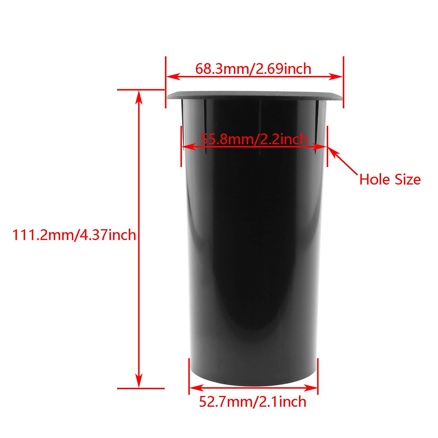 DGZZI - 2 tubos de puerto de altavoz de plástico ABS negro de 111 x 68 mm, 2.68 x 4.37 pulgadas, caja de altavoces, puerto de aire de bajo para altavoz DJ/PA de 2 pulgadas de diámetro de instalación