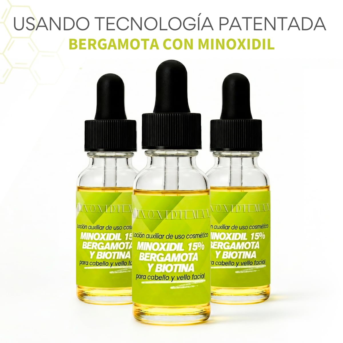 Tratamiento Capilar MinoxidilMax Negro Set de 3 Botellas para Crecimiento de Barba y Cabello