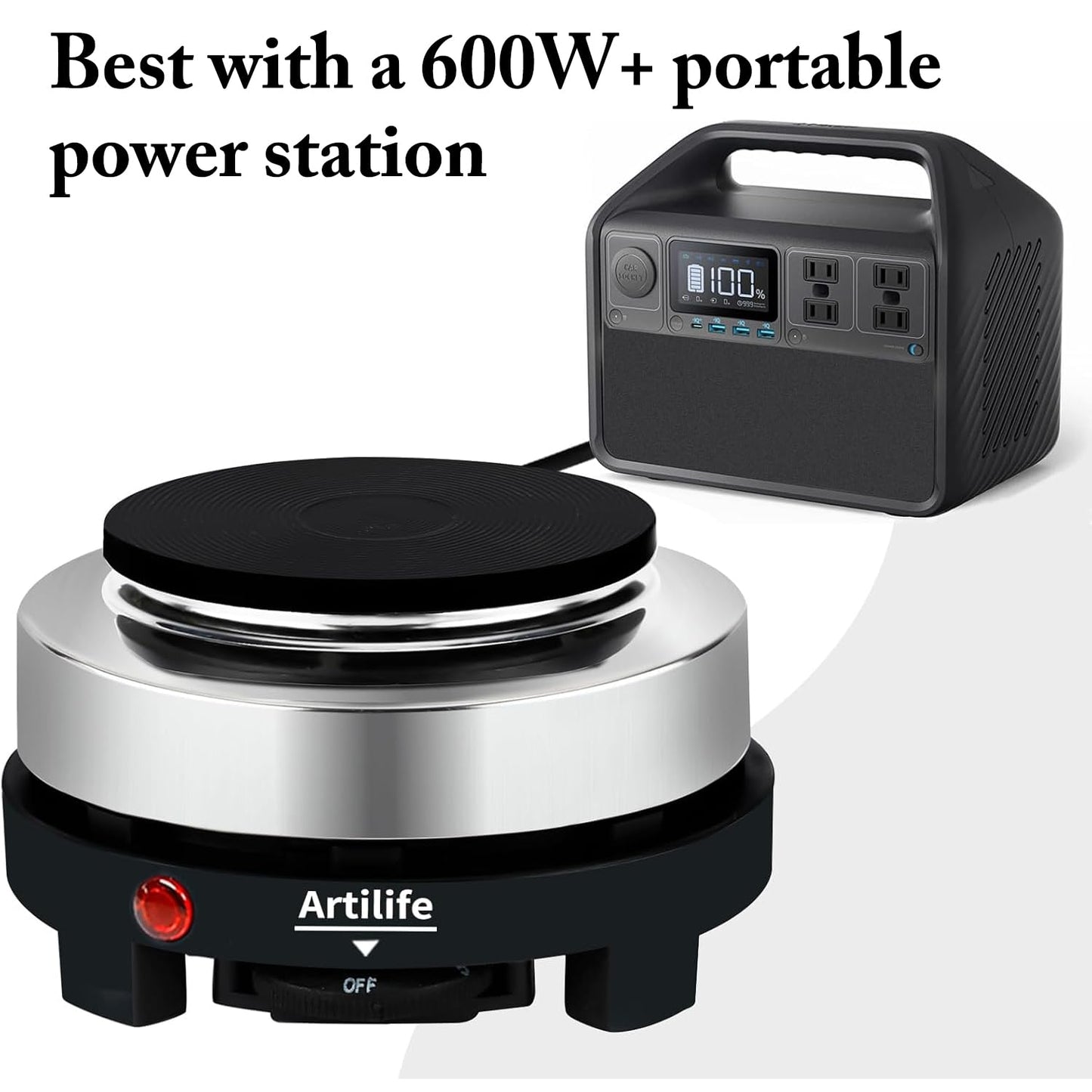 Artilife - Mini placa caliente pequeña de 500 W, placa caliente eléctrica pequeña de 500 W, mini estufa portátil, calentador eléctrico de cocina, tamaño perfecto para olla Moka 110 V