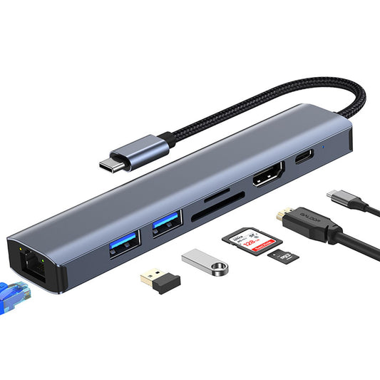 Adaptador USB C WULAR 7 en 1 HDMI 4K Gigabit Ethernet Carga 100W para MacBook, iPad, DELL, Switch y Steam Deck