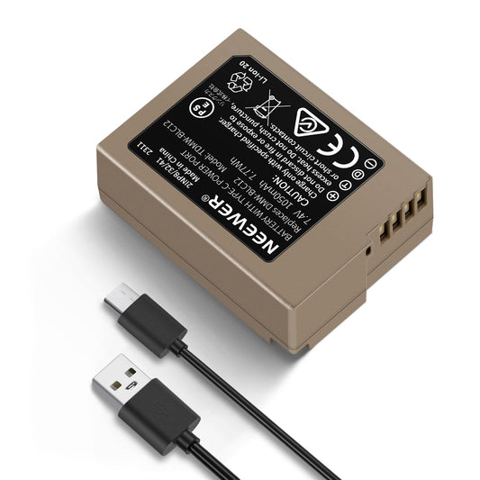 Batería Repuesto NEEWER 1100mAh Cámara Lumix con Cable Carga Rápida USB Tipo C