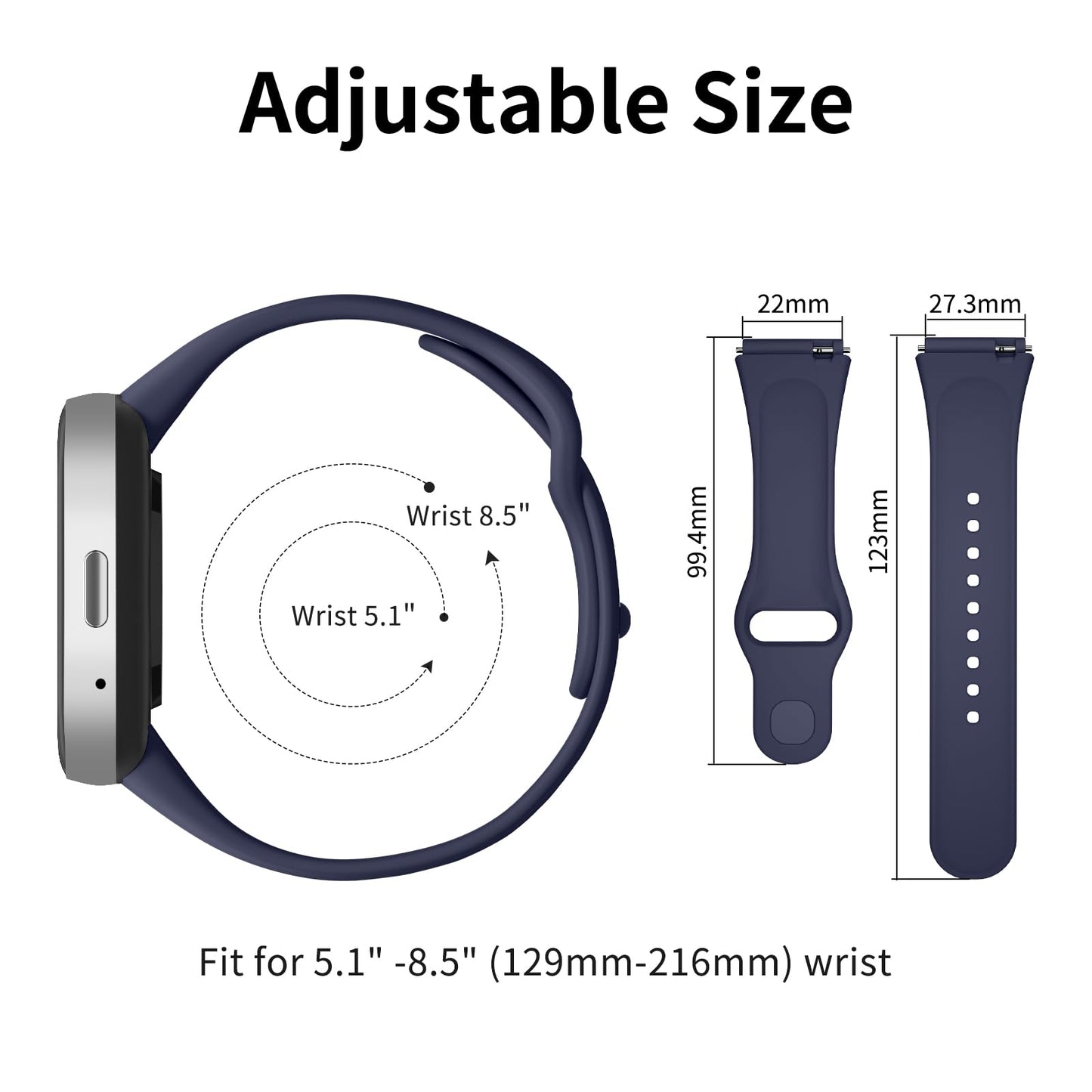 Correa de Silicona Deportiva Mugust Negro Azul Marino Gris para Xiaomi Redmi Watch 3 Active para Mujer Hombre