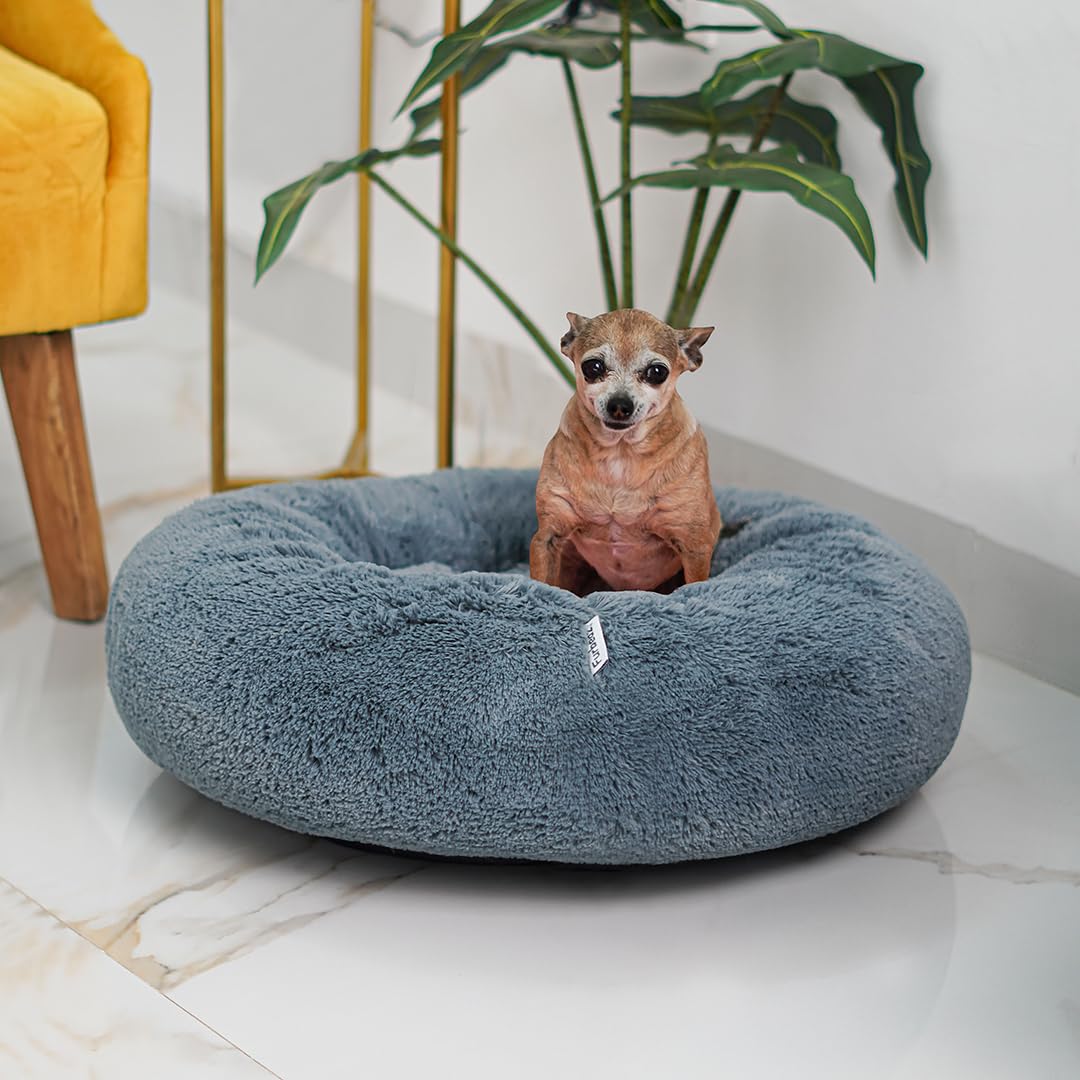 Furbedz Cama para Perro Chico, diseño antiestrés, Cama Lavable con Funda extraíble intercambeable, Felpa ultrasuave, Forro Interno, Soporte ortopédico Memory Foam, Base Impermeable