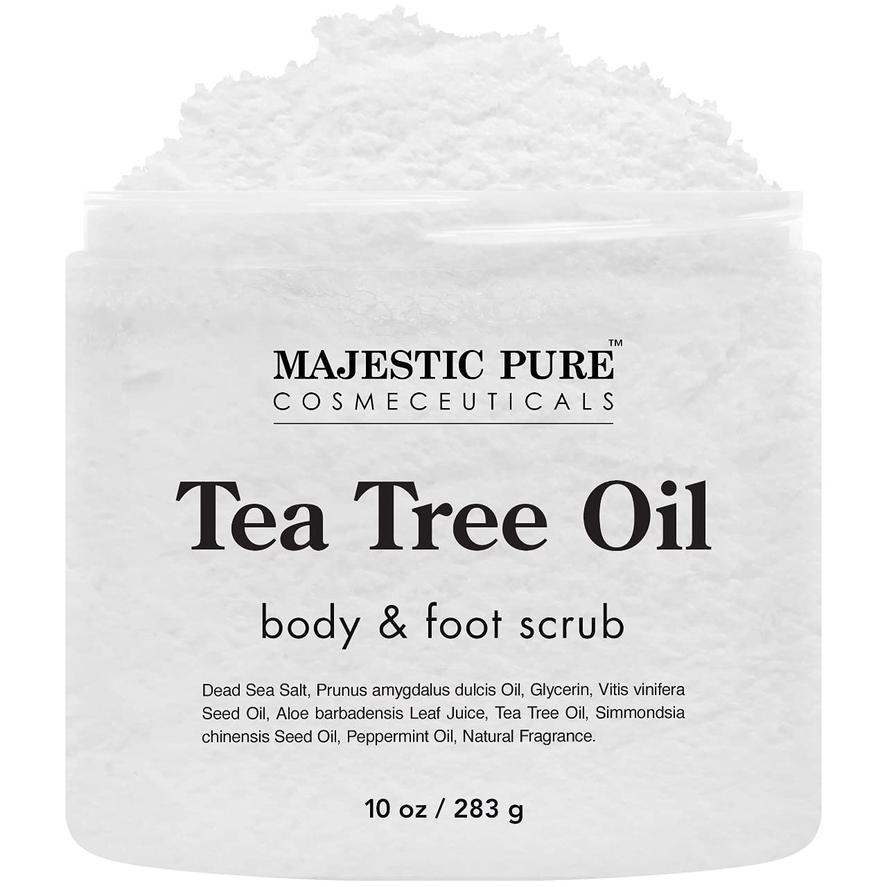 MAJESTIC PURE Tea Tree Body and Foot Scrub - Strong Shield against Fungus - Best Exfoliating Cleanser for Skin - Natural Help Against Acne and Callus - Promotes Healthy Foot - 12 oz