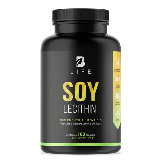 Lecitina de Soya de 180 Cápsulas blandas de 1200 mg. Ingredientes naturales. Soy Lecithin B Life.