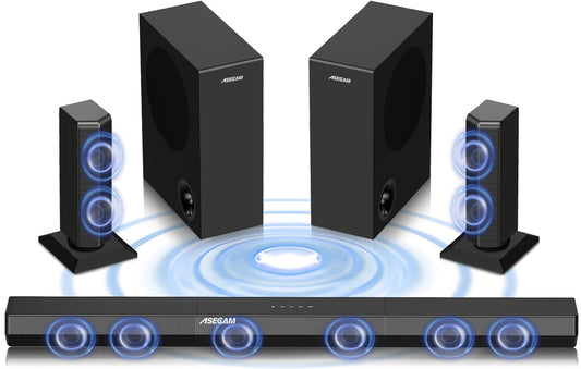 Barra de Sonido KVOZEN 7.2 Canales con 2 Subwoofers