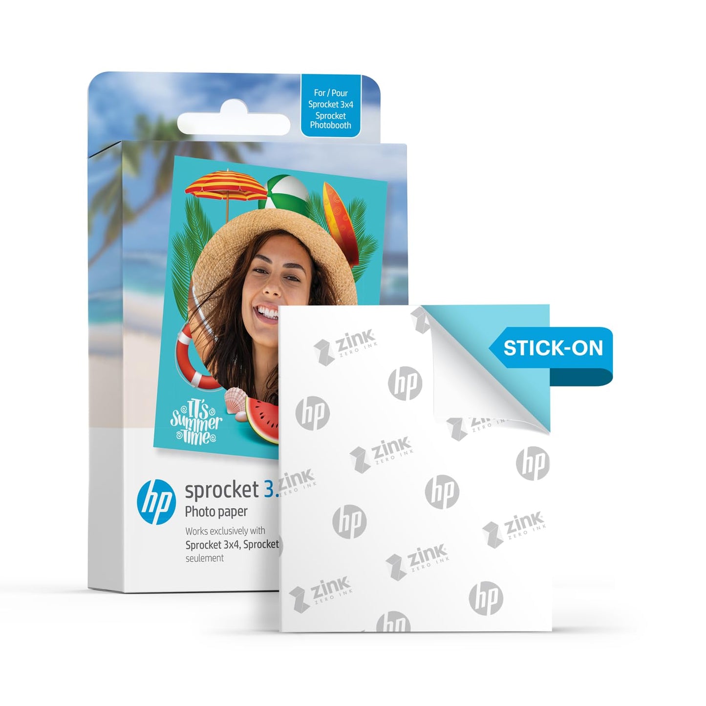 HP Sprocket 3.5 x 4.25” Zink Sticky-Backed Photo Paper (20 Pack) Compatible with HP Sprocket 3x4 Photo Printer