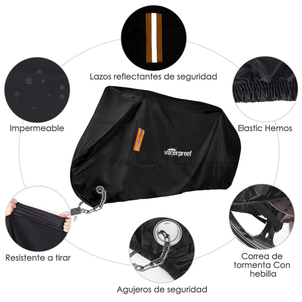 HomeChi Funda para Motocicleta, Cubierta para Motocicletas de Protección Moto Cover Impermeables contra el Polvo de Nieve UV con Bolsa de Almacenamiento de Gran Orificio de Bloqueo para Honda, Yamaha