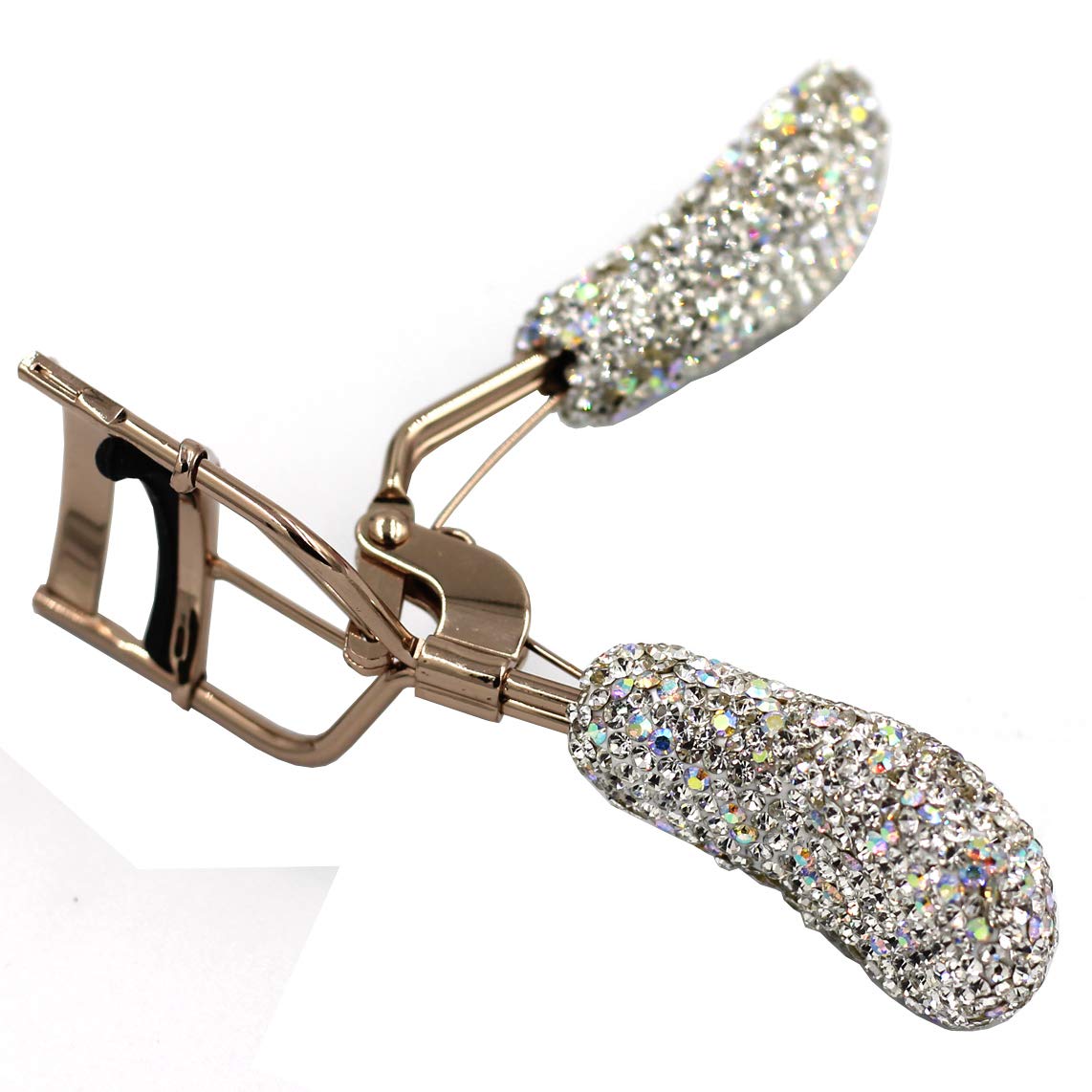 Bestbling Bling Bling - Rizador de pestañas de maquillaje con almohadillas de presión de silicona y resorte cargado para no pellizcar ni tirar (plata)