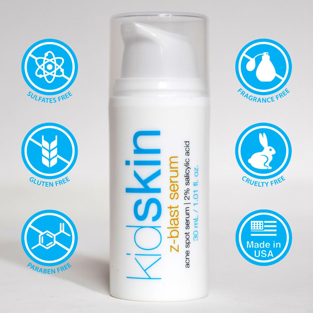 Kidskin - Z-Blast Acne Serum, Preteens, and Teens - Acne Serum - Pimple and Breakout Prevention - 2% Salicylic Acid