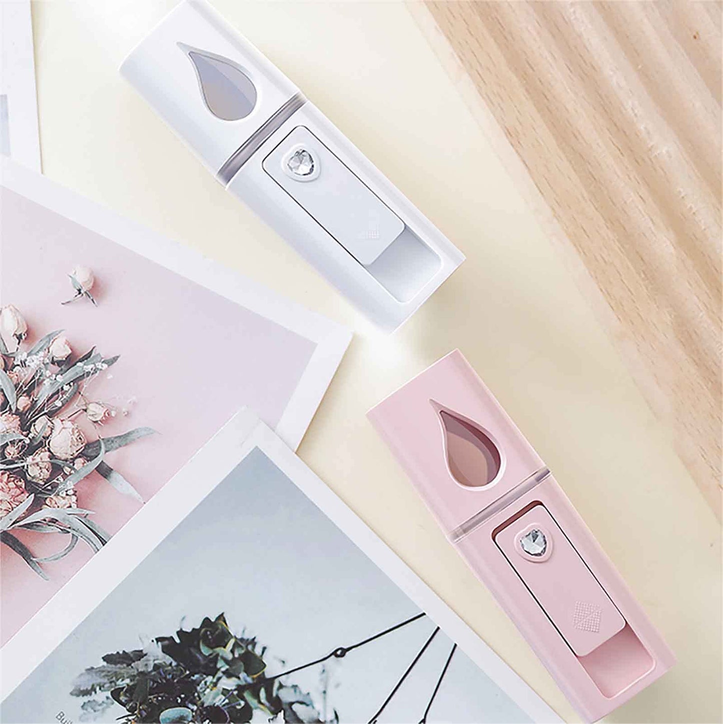 GIVERARE 2 Paquete Nano Vaporizador Facial, Práctico Mini Mister Con Espejo, Rociador de Niebla Recargable Usb, Tanque de Agua Visual Hidratante E Hidratante para Rostro, Maquillaje, Cuidado de La Pie