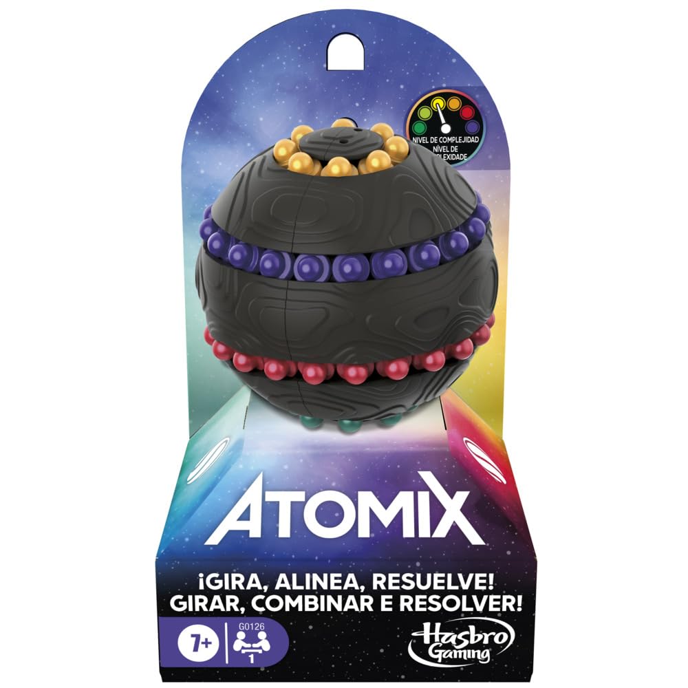 Hasbro Gaming Juego de Mesa Atomix, Esfera Rompecabezas para 1 Jugador, Juguete antiestrés, A Partir de 7 años