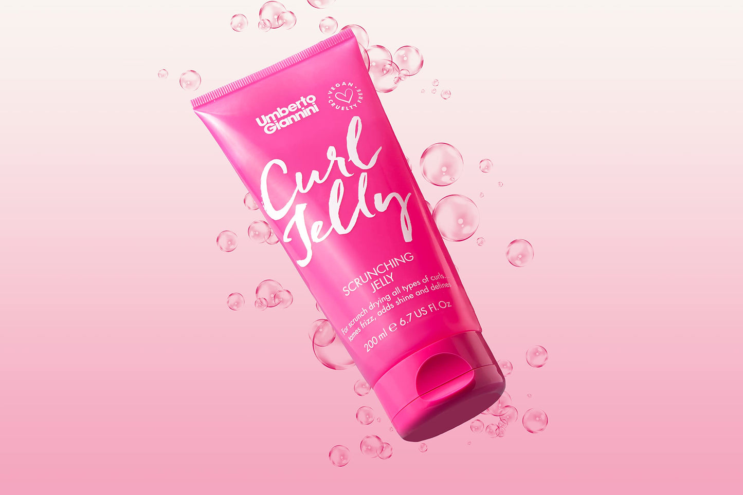 Umberto Giannini Curl Jelly Scrunching Jelly, Vegano Y Cruelty Free Frizz Solution Gel Para Cabello Rizado U Ondulado, 200 Ml Rosa