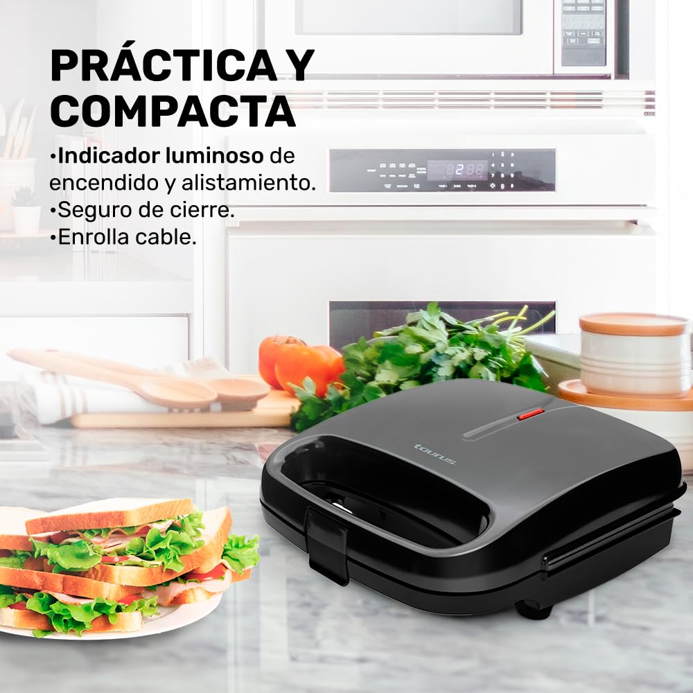 Sandwichera Taurus Cosmos Negro Compacta 750 W