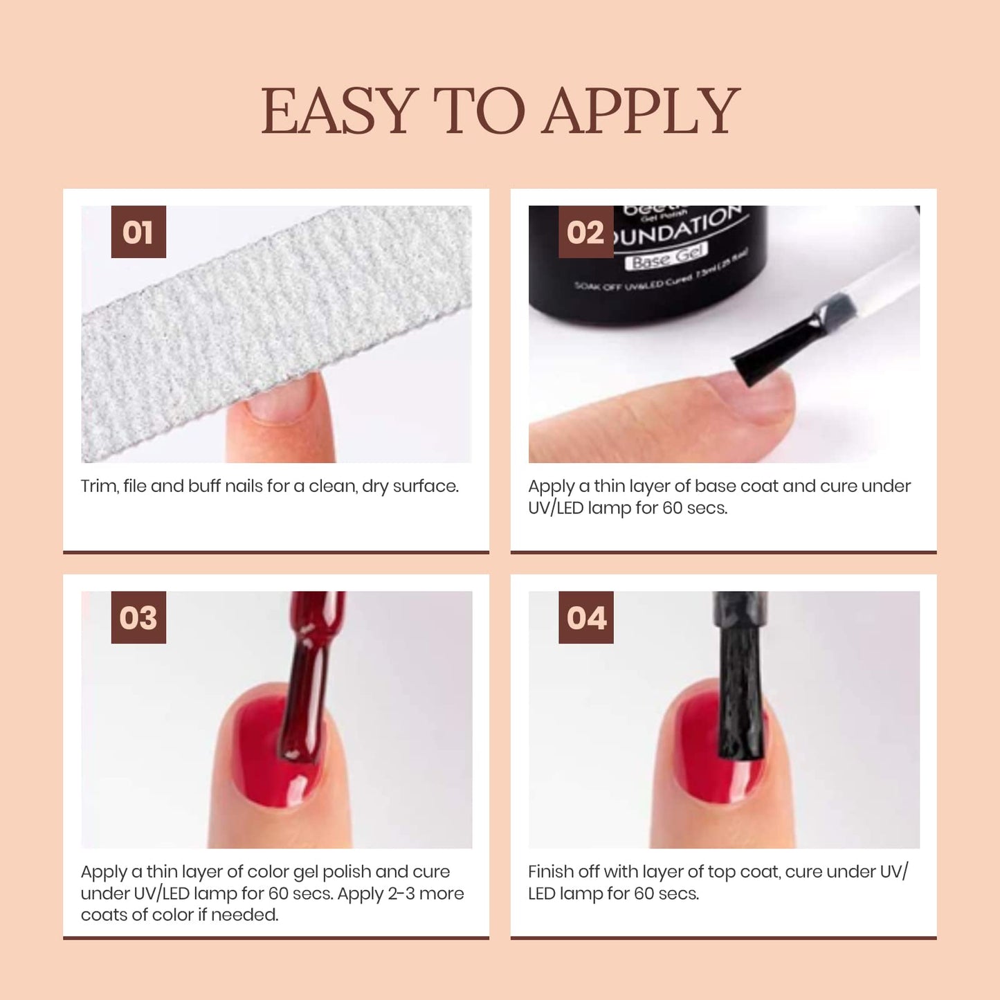 Beetles Esmalte en Gel Kit-Juego de 6 Colores de Esmalte de Gel Desnudo Todas Las Estaciones Tonos de Piel Rosa Marrón Gel de Uñas Neutro Kit De Uñas de Gel Con Empapa Lámpara LED Regalo de Manicura DIY Para Mujeres