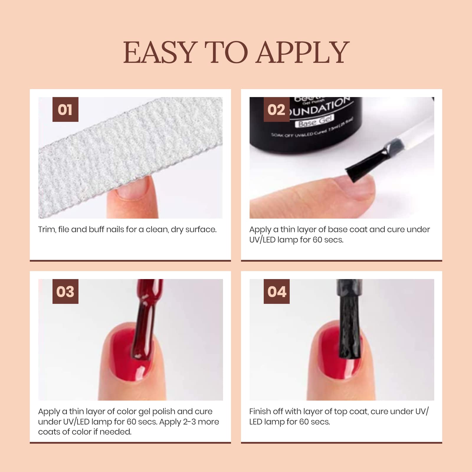 Beetles Esmalte en Gel Kit-Juego de 6 Colores de Esmalte de Gel Desnudo Todas Las Estaciones Tonos de Piel Rosa Marrón Gel de Uñas Neutro Kit De Uñas de Gel Con Empapa Lámpara LED Regalo de Manicura DIY Para Mujeres