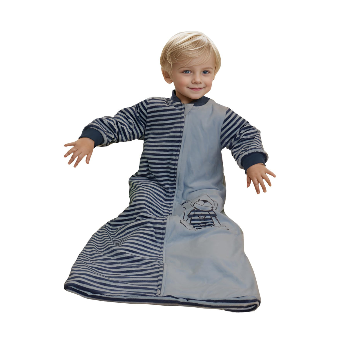 BLOOMSTAR - Saco de dormir para niños pequeños (3-5T), manta de terciopelo de 1.6-1.8 tog con brazos, suave y acogedor saco de dormir para primavera y otoño, extra largo para niños activos