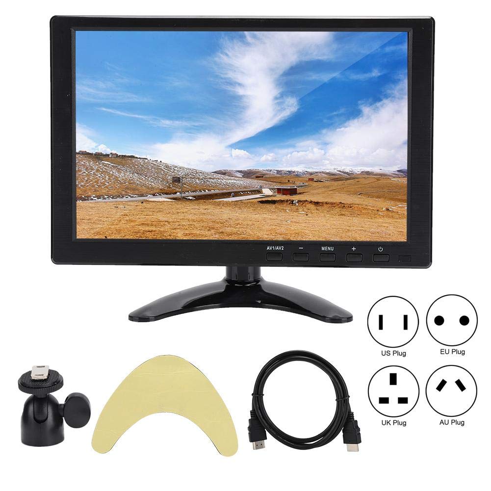 Monitor de 10.1 Pulgadas Con Pantalla TFT 1280 x 800 Compatible Con 1080P - Entradas VGA, HDMI, BNC, AV, USB - Altavoz Incorporado Para Raspberry, Cámara CCTV (Negro)