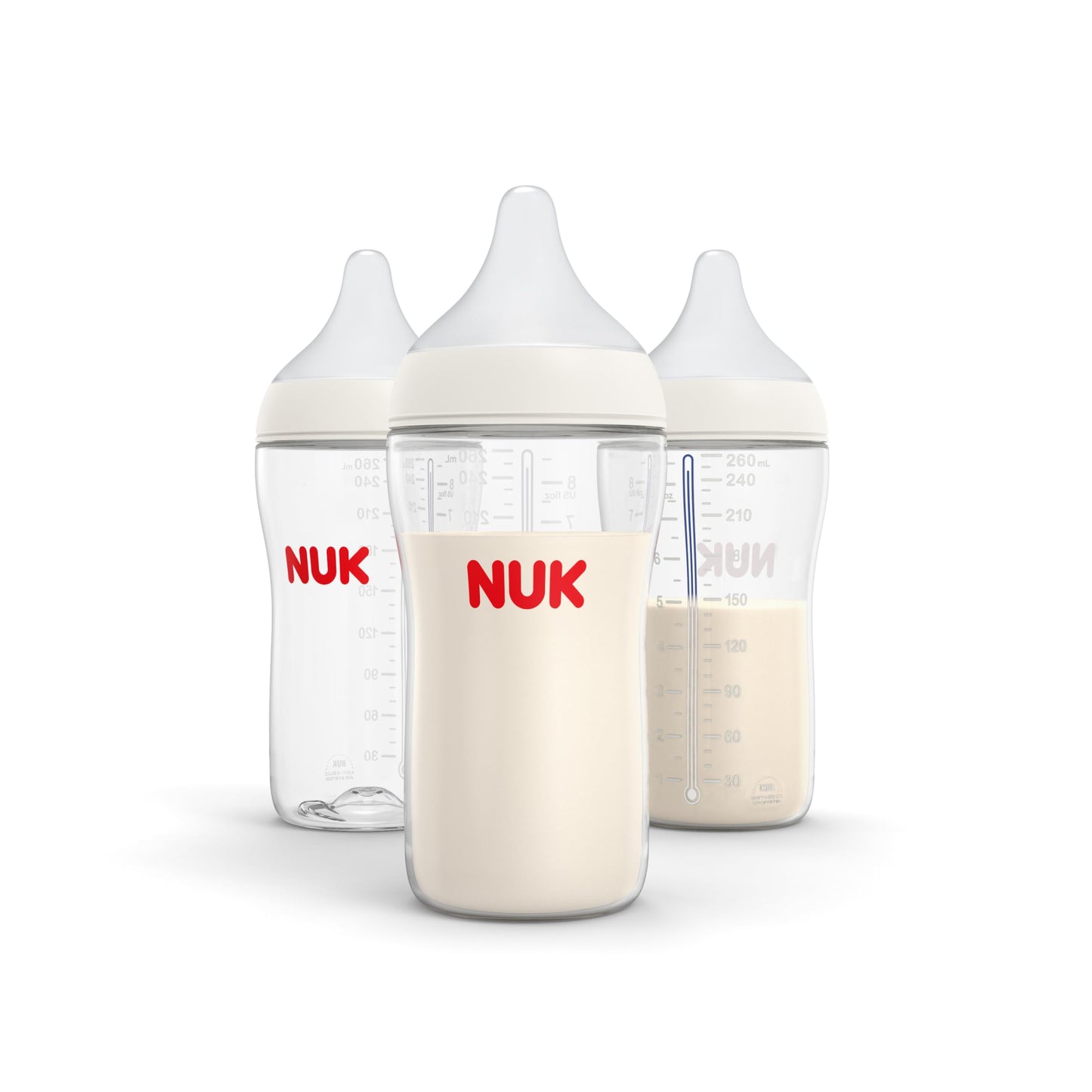NUK Perfect Match Medium Flow 2 en 1 botella natural + anticólicos, 8 onzas (240 ml), paquete de 3