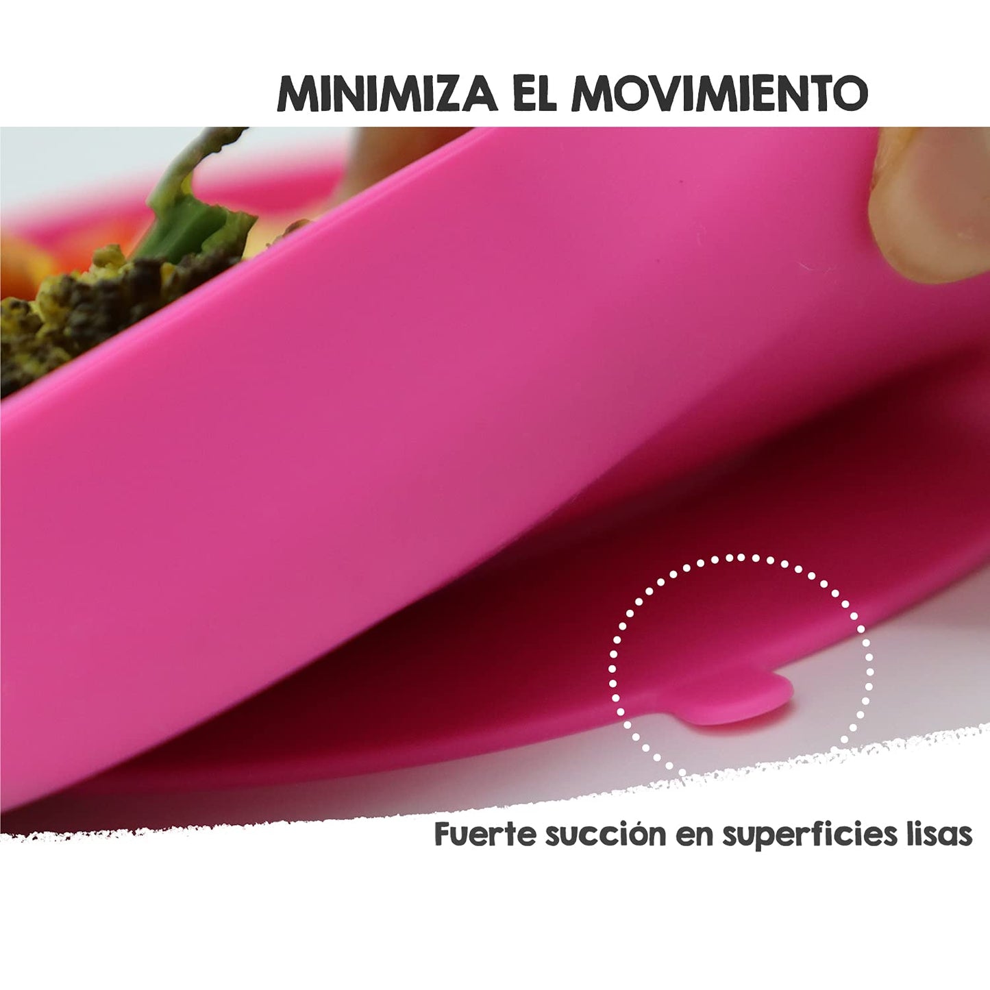 BBERIZOS Plato Antideslizante Cuchara Suave Encías Set Alimentación de Silicona para Bebe Infantil con Divisiones para Niños Grado Alimenticio para Papillas Alimentos Sólidos Snakcs Sin BPA Sin PVC (Fiucsa)