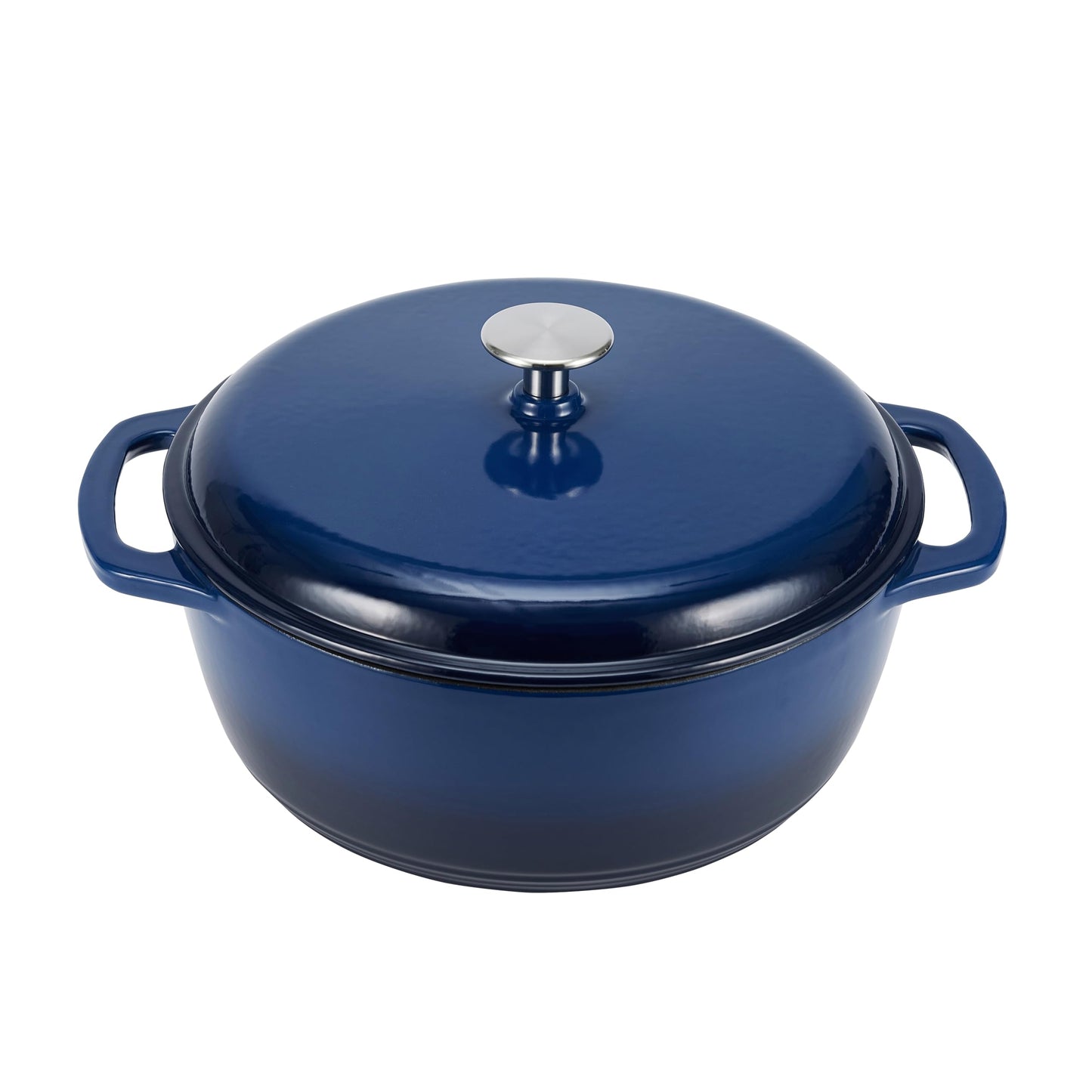 Amazon Basics - Horno holandés cubierto de hierro fundido esmaltado, 6 cuartos de galón, azul marino