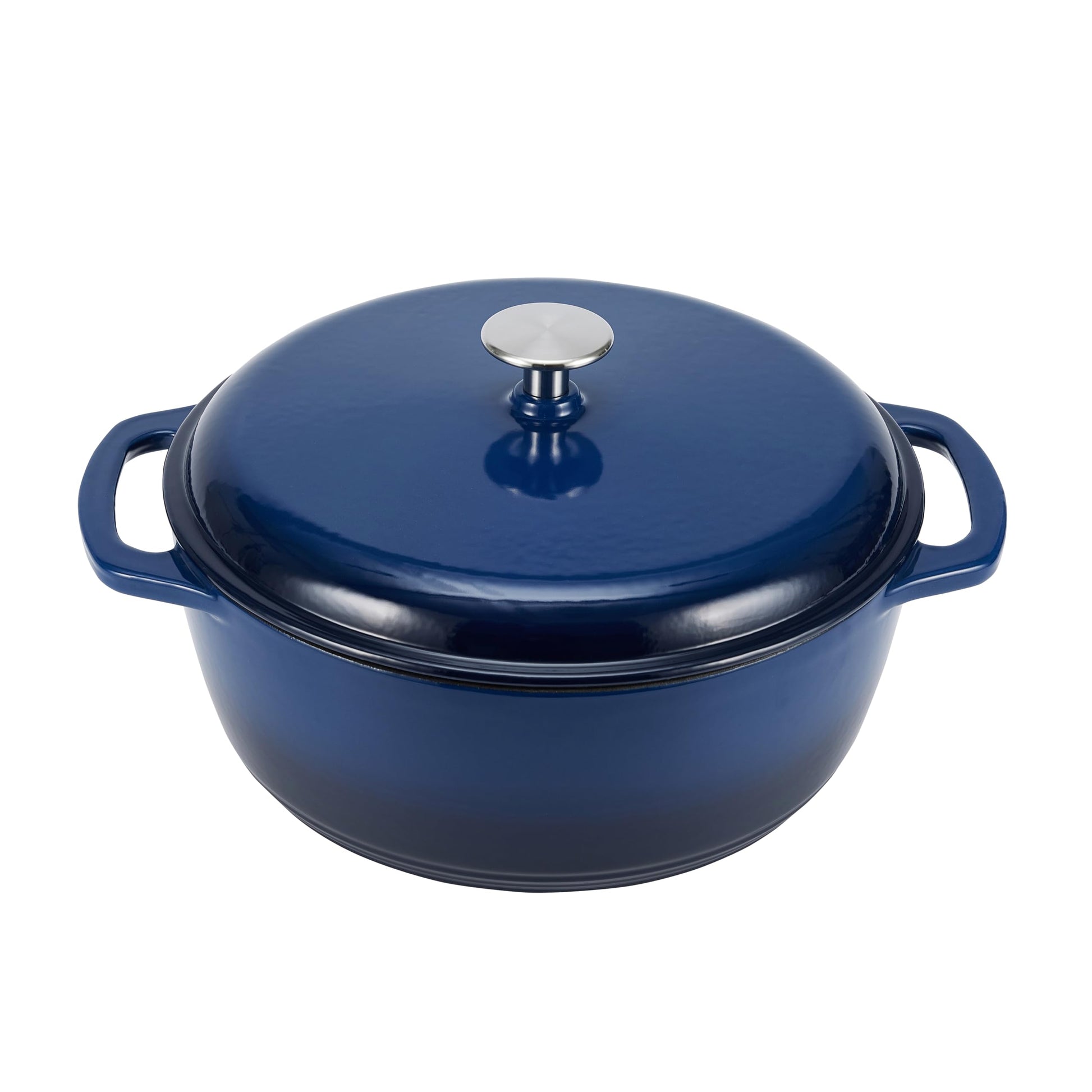 Amazon Basics - Horno holandés cubierto de hierro fundido esmaltado, 6 cuartos de galón, azul marino
