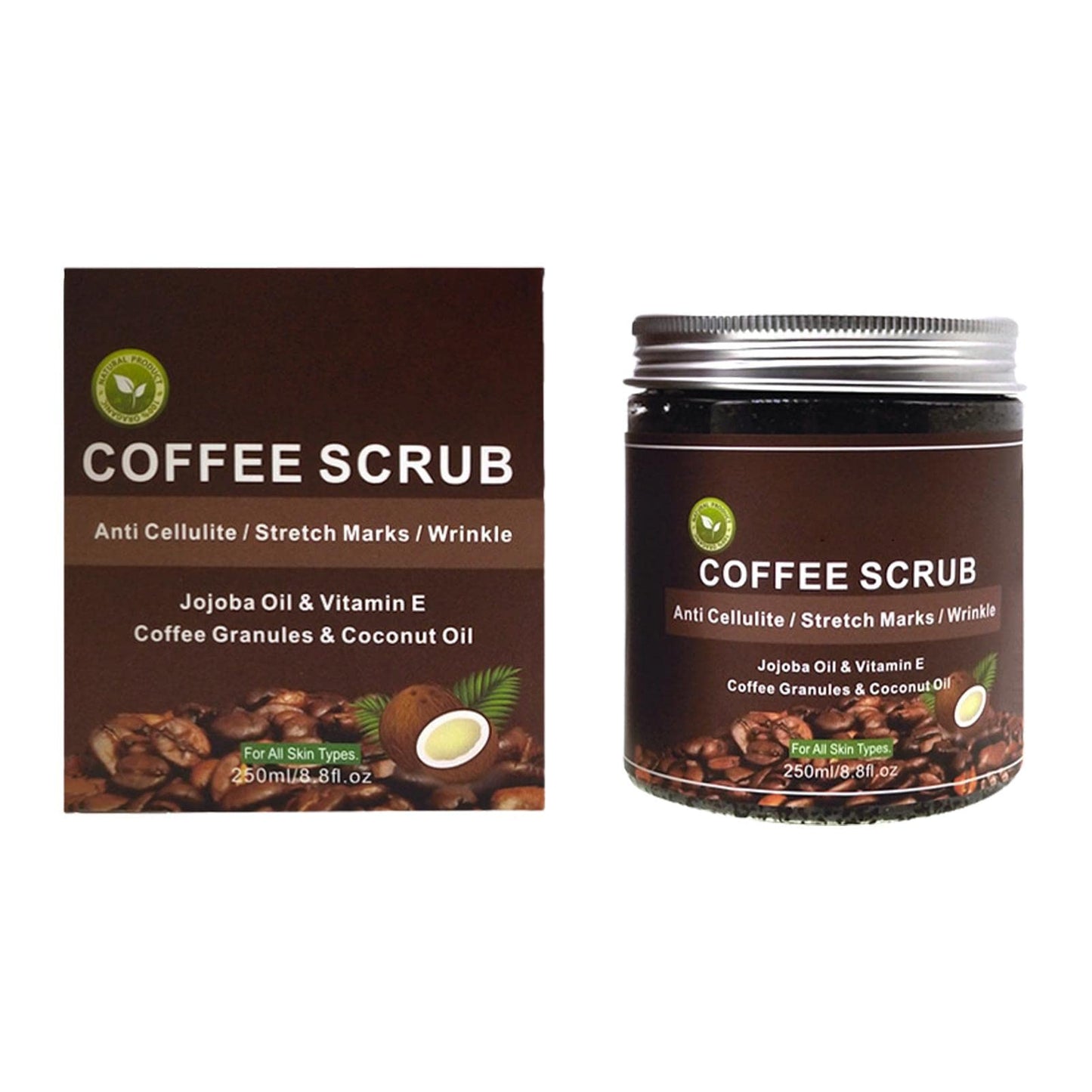 Littryee Exfoliante café - Exfoliante Grano Sal café Exfoliante anticelulítico | Exfoliante y eliminador Celulitis para Rostro, Cuerpo, piernas, SPA para pies
