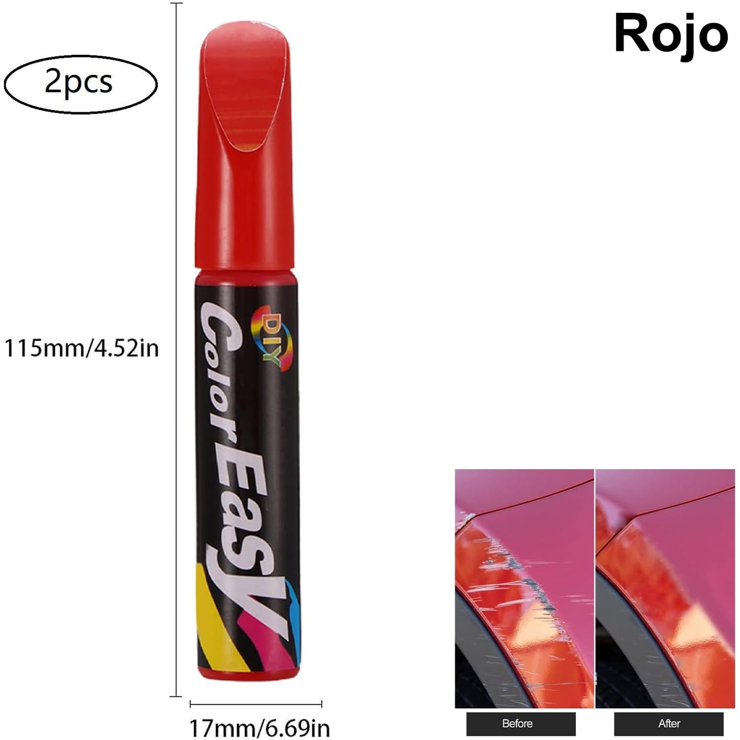 Bolígrafo Reparador MCSWKEY Rojo 2 Piezas para Arañazos Menores en Coche
