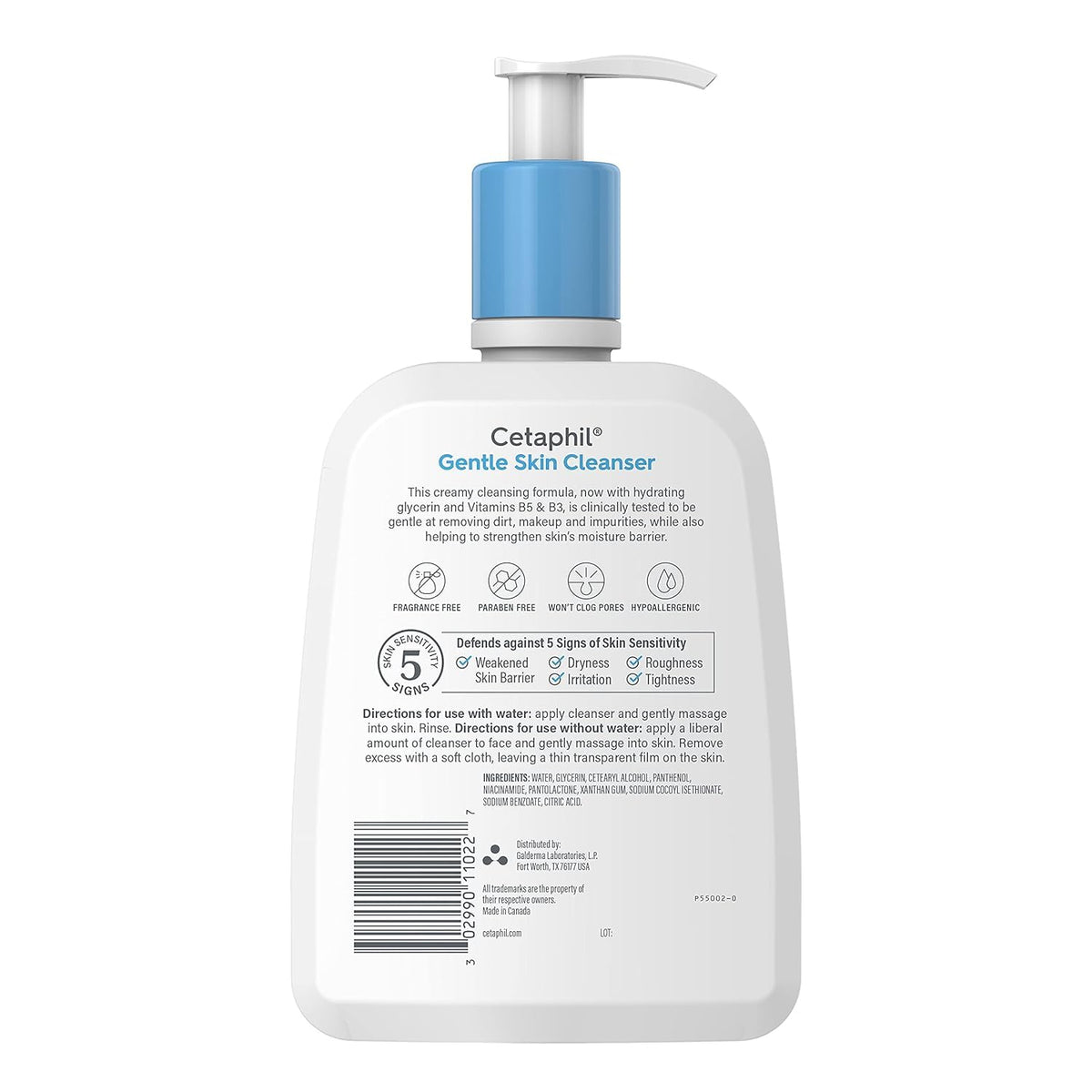 CETAPHIL, limpiador de piel suave hidratante para piel sensible seca a normal, paquete de 2 unidades, sin fragancia, sin jabón y sin espuma