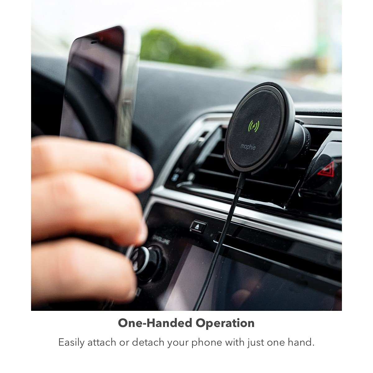 Cargador Universal Mophie Snap+ Negro inalámbrico de 15 W con posicionamiento magnético Compatible con Magsafe
