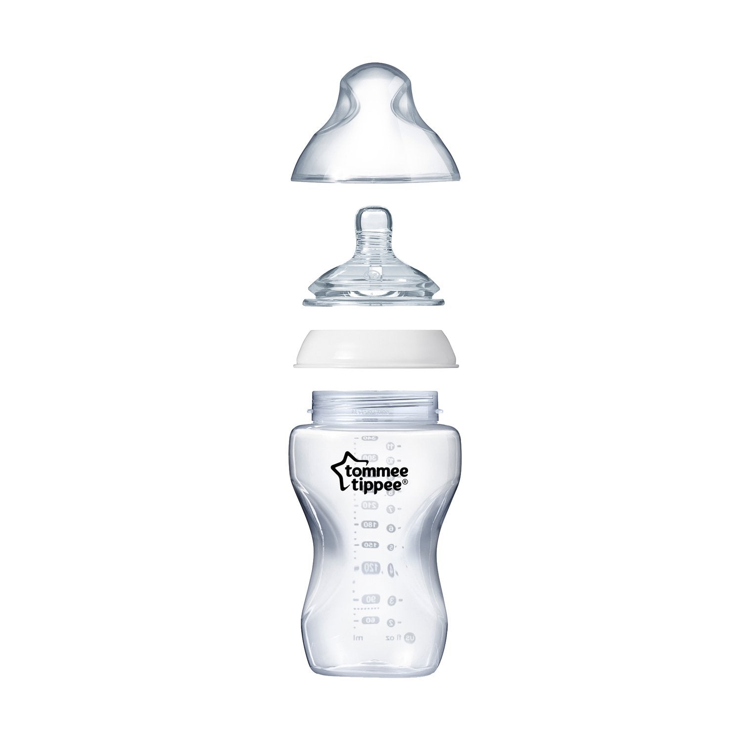 Biberón Tommee Tippee Closer to Nature Transparente con Tetina de Corte en Y