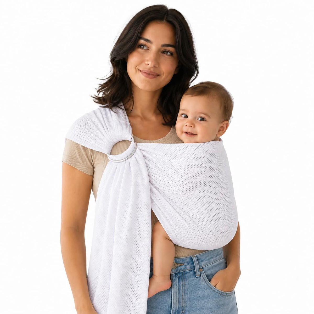 Vlokup - Bolsa de malla transpirable para bebé, recién nacidos, niños y niños pequeños, ideal para verano, natación, piscina, playa, ideal para papá también blanco