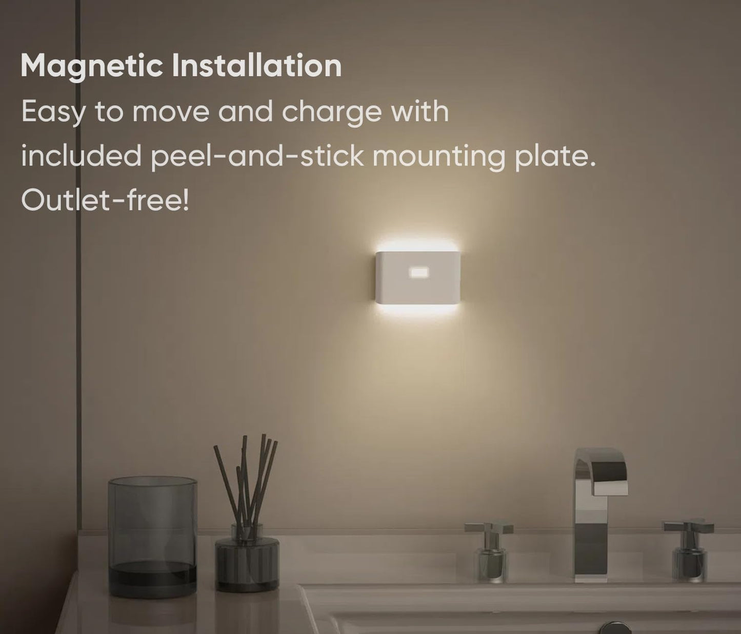 Luces Nocturnas WYZE Blancas Cálidas Con Sensores de Movimiento y Anochecer, Enlazables y Magnéticas, Paquete de 3