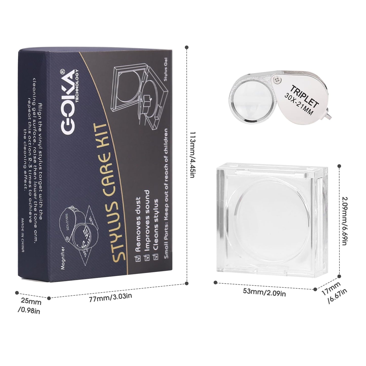 Limpiador antipolvo de gel antiestático para vinilo con lupa 30X