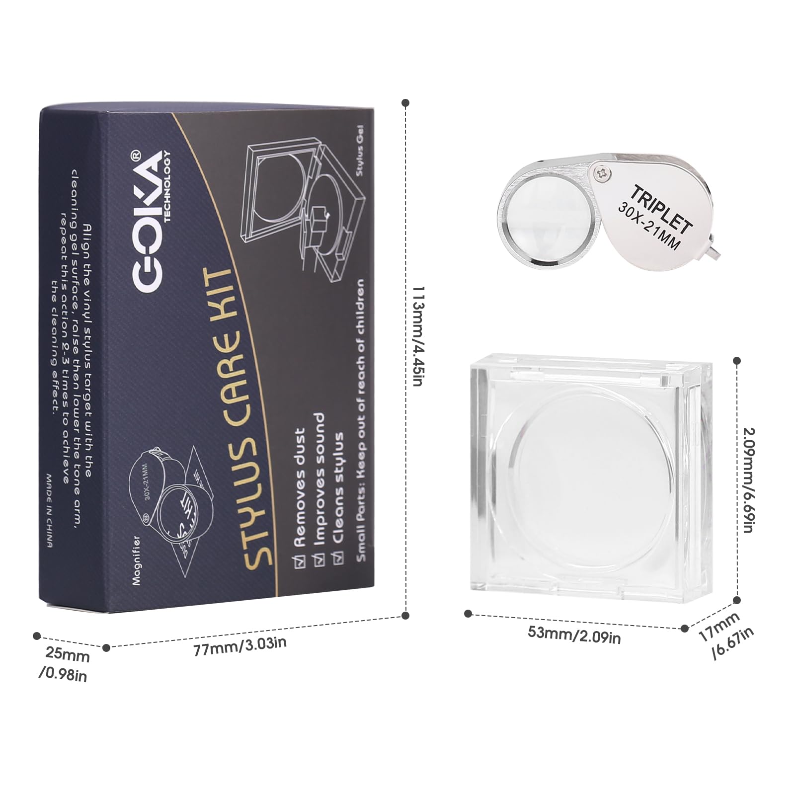 Limpiador antipolvo de gel antiestático para vinilo con lupa 30X