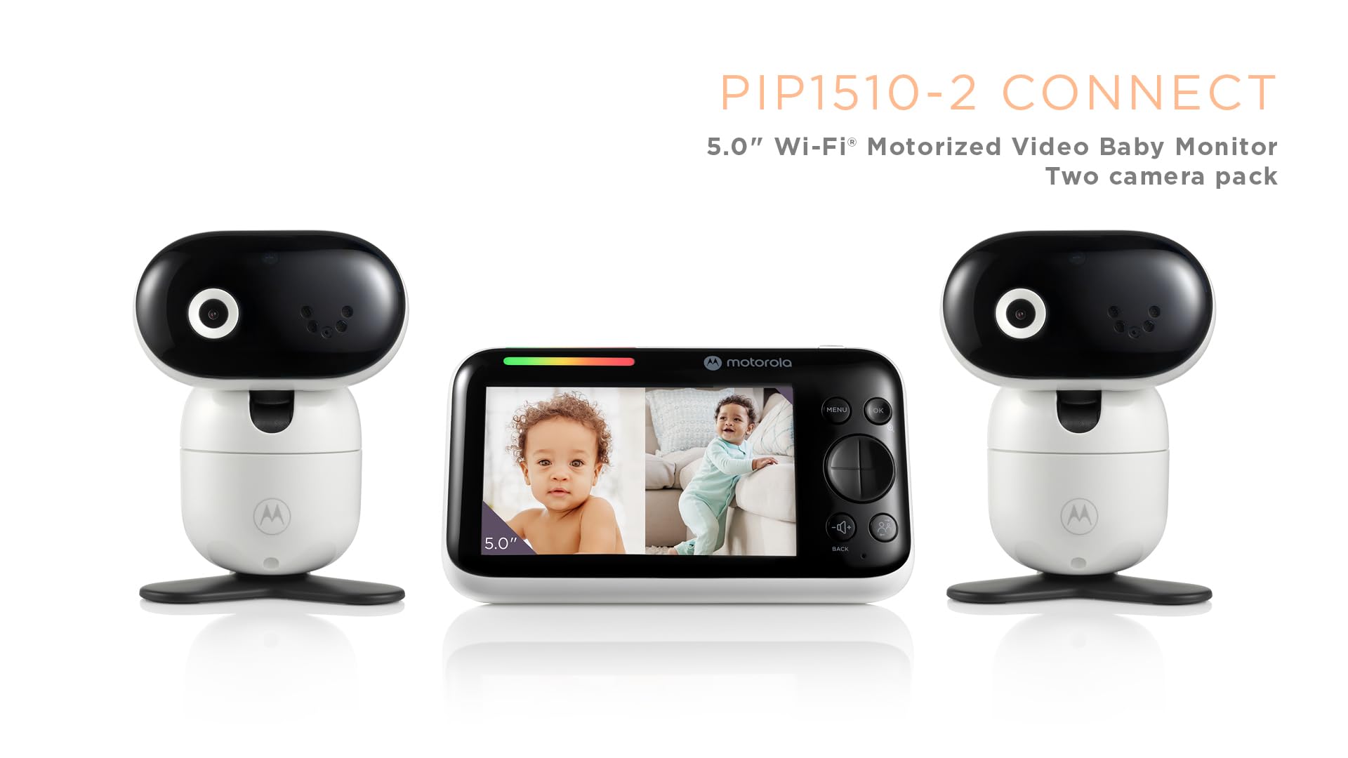 Monitor de Bebé WiFi Motorola PIP1510 5" Blanco con Dos Cámaras y Audio Bidireccional