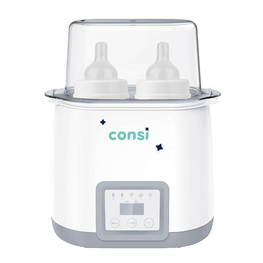 Consi Calentador y Esterilizador para 2 Biberones 5 en 1, Calentamiento Rápido, con Temporizador, Libre de BPA, calentador biberones, calentador de mamilas, biberones, calentador de leche | CMD01