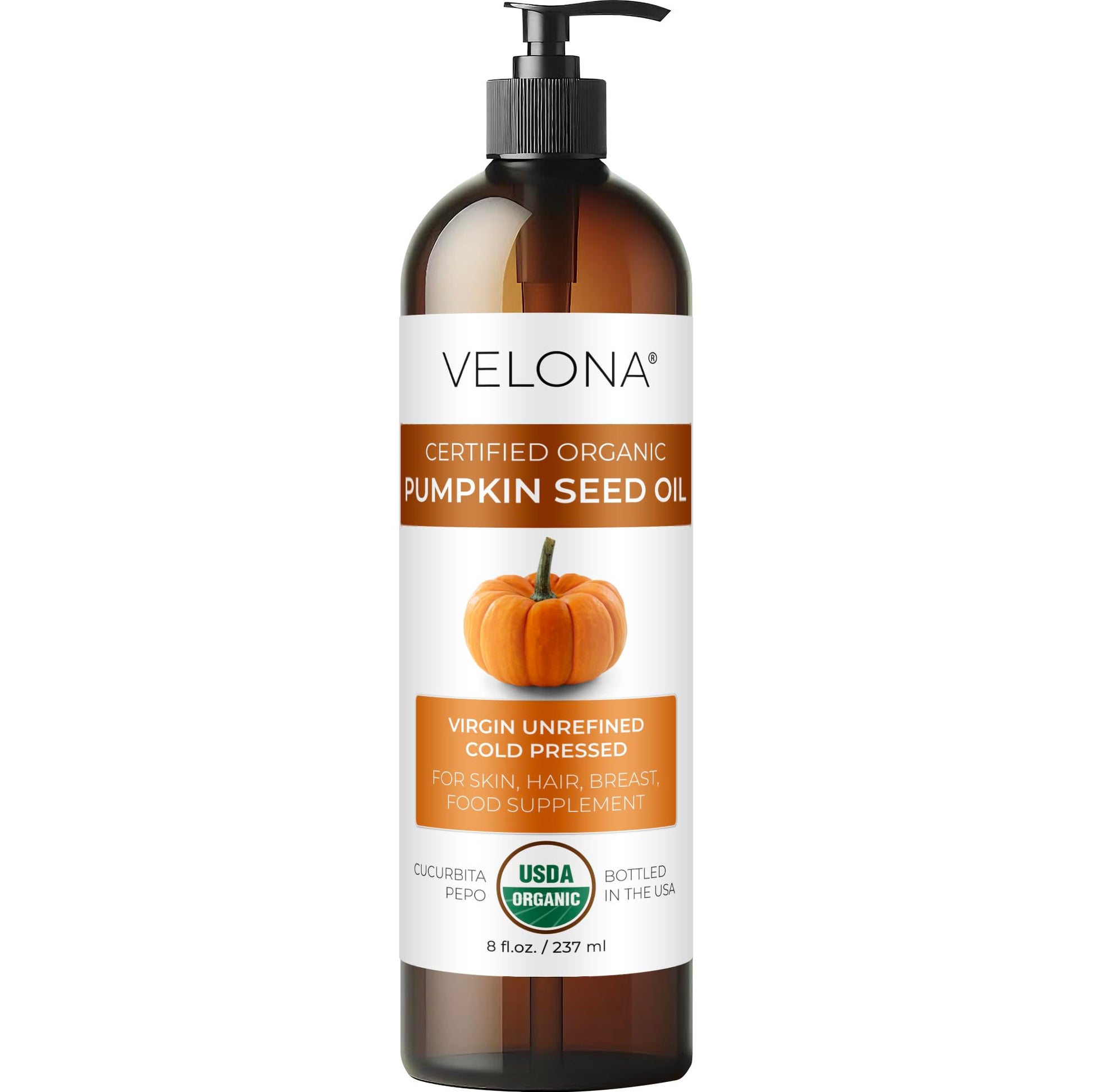Pumpkin Seed Oil UNREFINED Organic Carrier Cold Pressed Virgin RAW VELONA (8oz)
