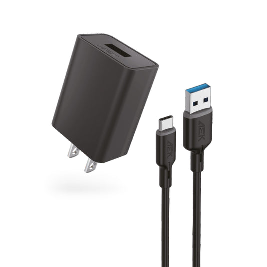 AEK CYBER G02TCN Cargador USB C, Pack PD 10W Cubo Cargador Tipo C Carga Rápida con Cable USB C a C 1M 2.1A, Cuadro de Carga Compatible para Dispositivos Celular, Tablets, bocinas, etc. (Negro)