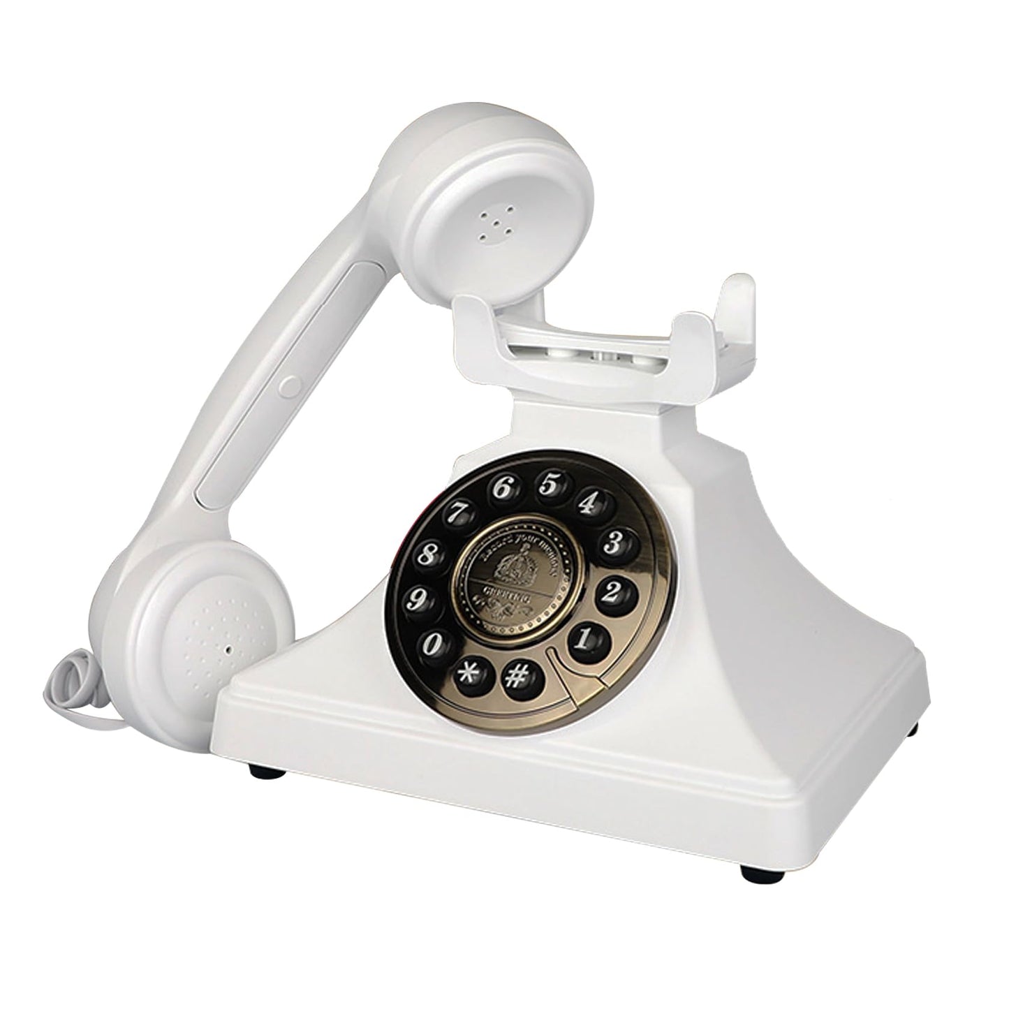 Teléfono clásico blanco, teléfonos fijos retro con cable para el hogar, teléfono de computadora de una sola línea de moda antigua con timbre fuerte para personas mayores, teléfonos antiguos clásicos