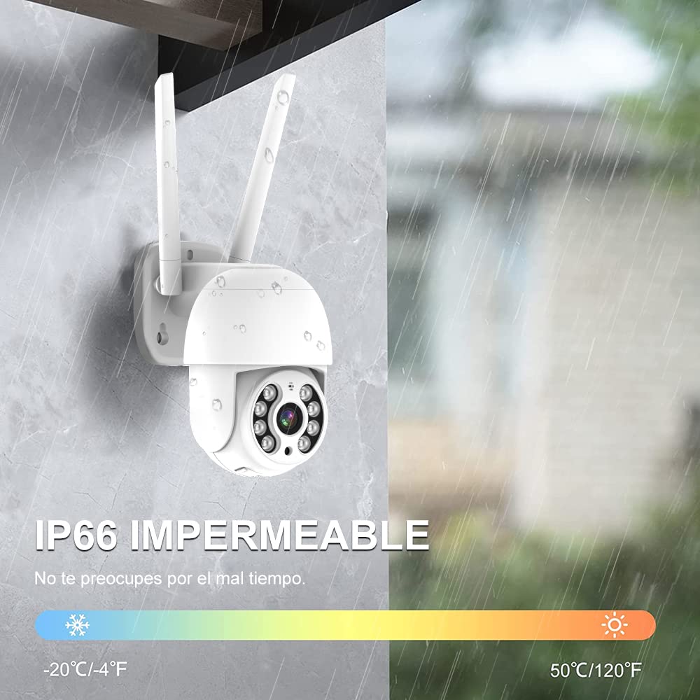 Cámara de Seguridad EASYTAO WiFi 2K 3MP con Alerta y Pan&Tilt 360 Grados Exterior Visión Nocturna Audio Bidireccional Detección de Movimiento Compatible Alexa