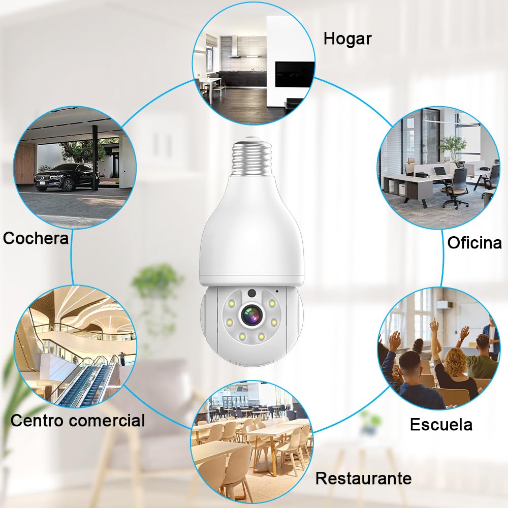 Foco de Seguridad EASYTAO Blanco Visión Nocturna 360° Compatible con Alexa