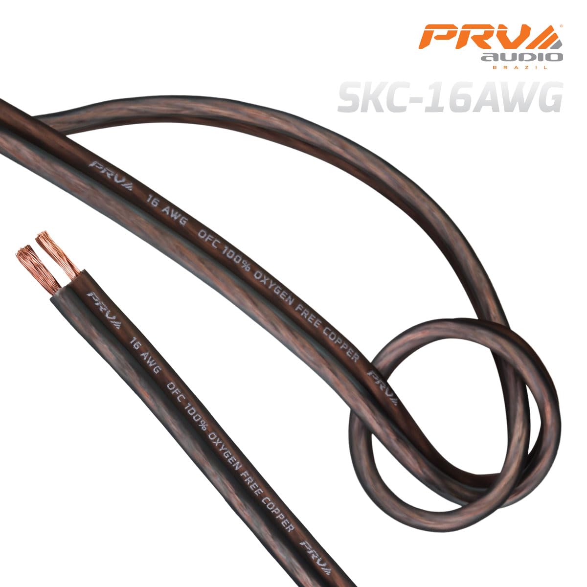 PRV AUDIO Cable para bocina calibre 16 (AWG) de cobre libre de oxígeno OFC de alta calidad - rollo de 30.50 m (negro/gris) cable ultra flexible para aplicaciones de audio para automóvil y hogar