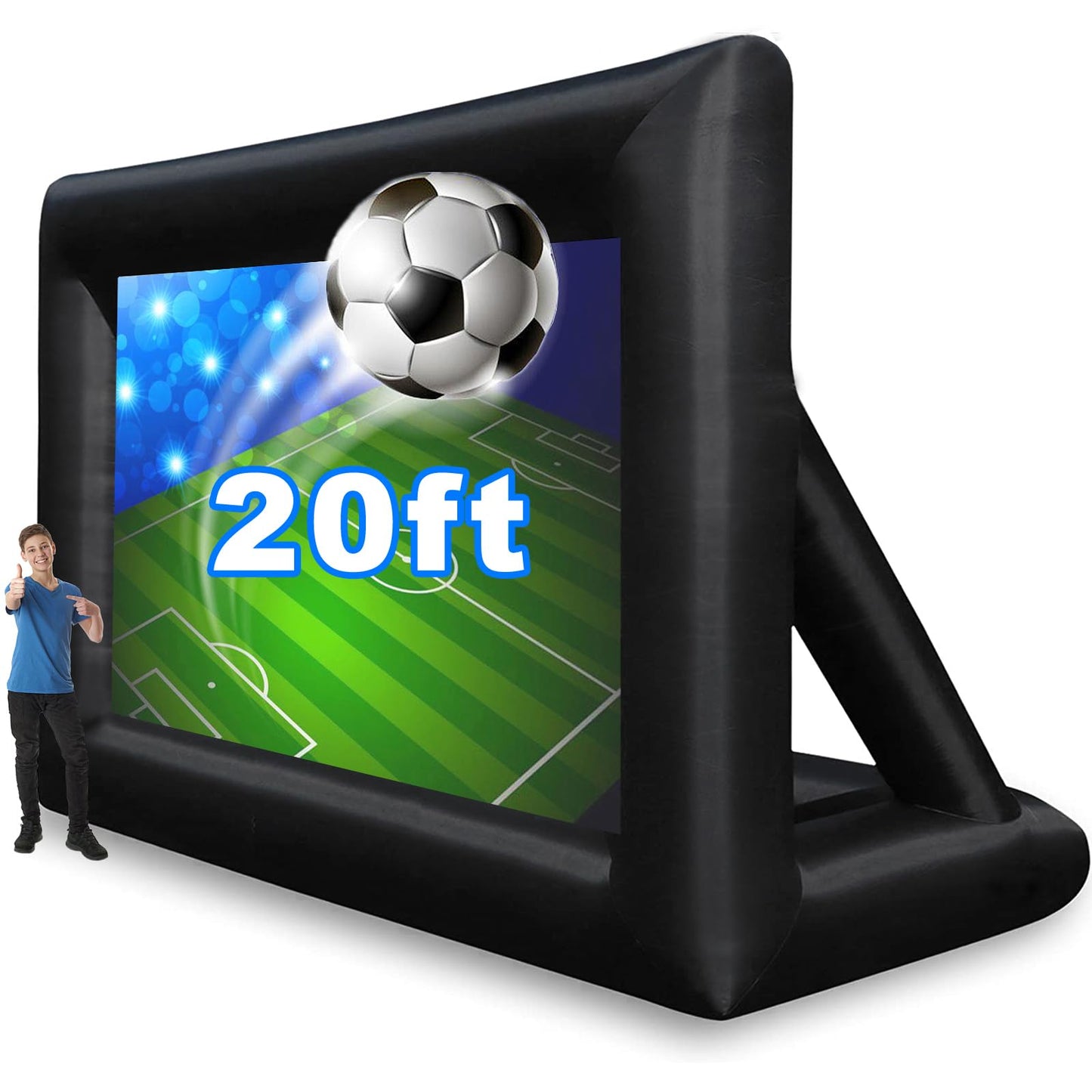 GZKYYLEGS Pantalla de proyector Inflable de 20 pies para Exteriores e Interiores, Incluye soplador de Aire, amarres y Bolsa de Almacenamiento,portátil,proyección Frontal y Trasera para Noches de Cine