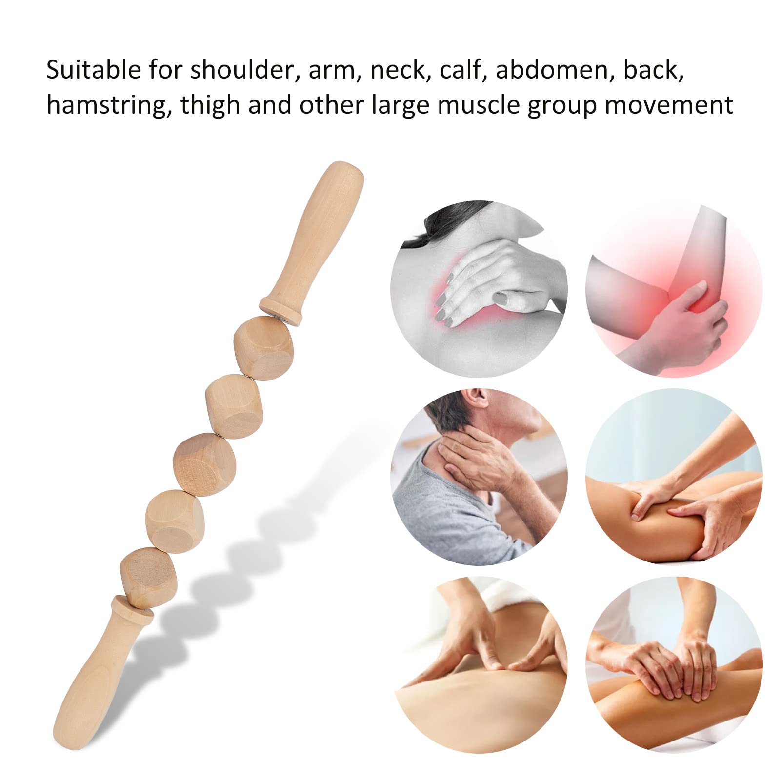 Herramienta de Masaje de Madera, Rodillo de Masaje de Madera Manual, Rodillo de Mano Duradero, Masajeador de Punto de Activación para Fascia, Celulitis, Abdomen, Relajación Muscular