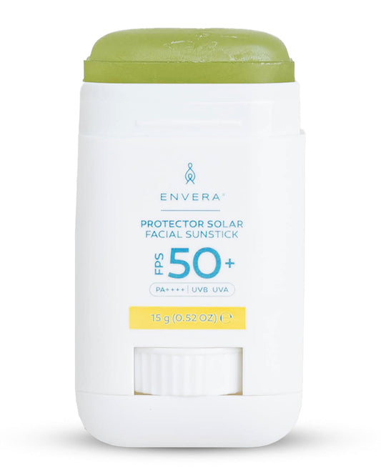 ENVERA | Protector Solar Facial y Corporal 3 en 1: FPS 50+ UVA/UVB, PA++++ | 15gr | Invisible, Humectante, Antioxidantes | Bloqueador Solar en Barra Hipoalergénico | Skincare Vegano
