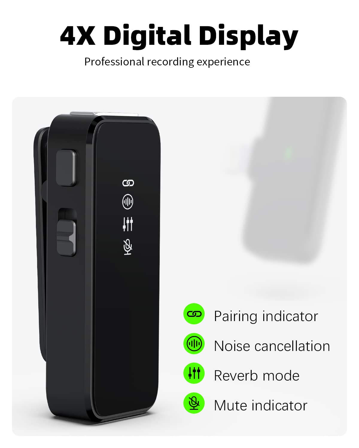 Micrófono Lavalier Inalámbrico USB Tipo C con Cancelación de Ruido para iPhone y Android 100 Pies 18 Horas de Batería
